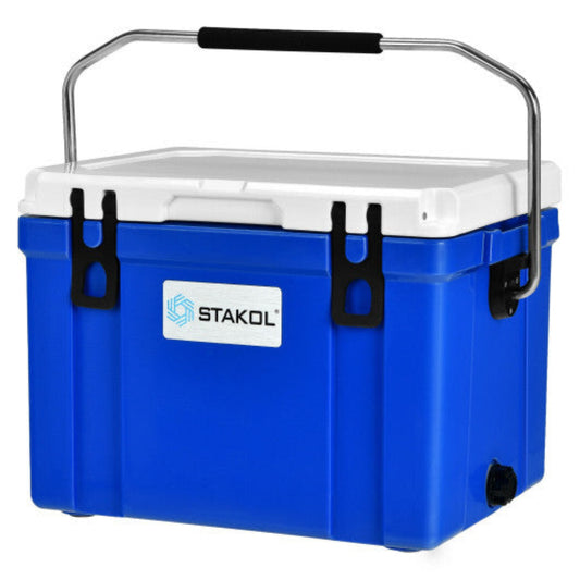 58QT Ice Chest Cooler – Heavy-Duty Camp with 4-Day Retention (Blue/White) — blue and white, coolers, front view