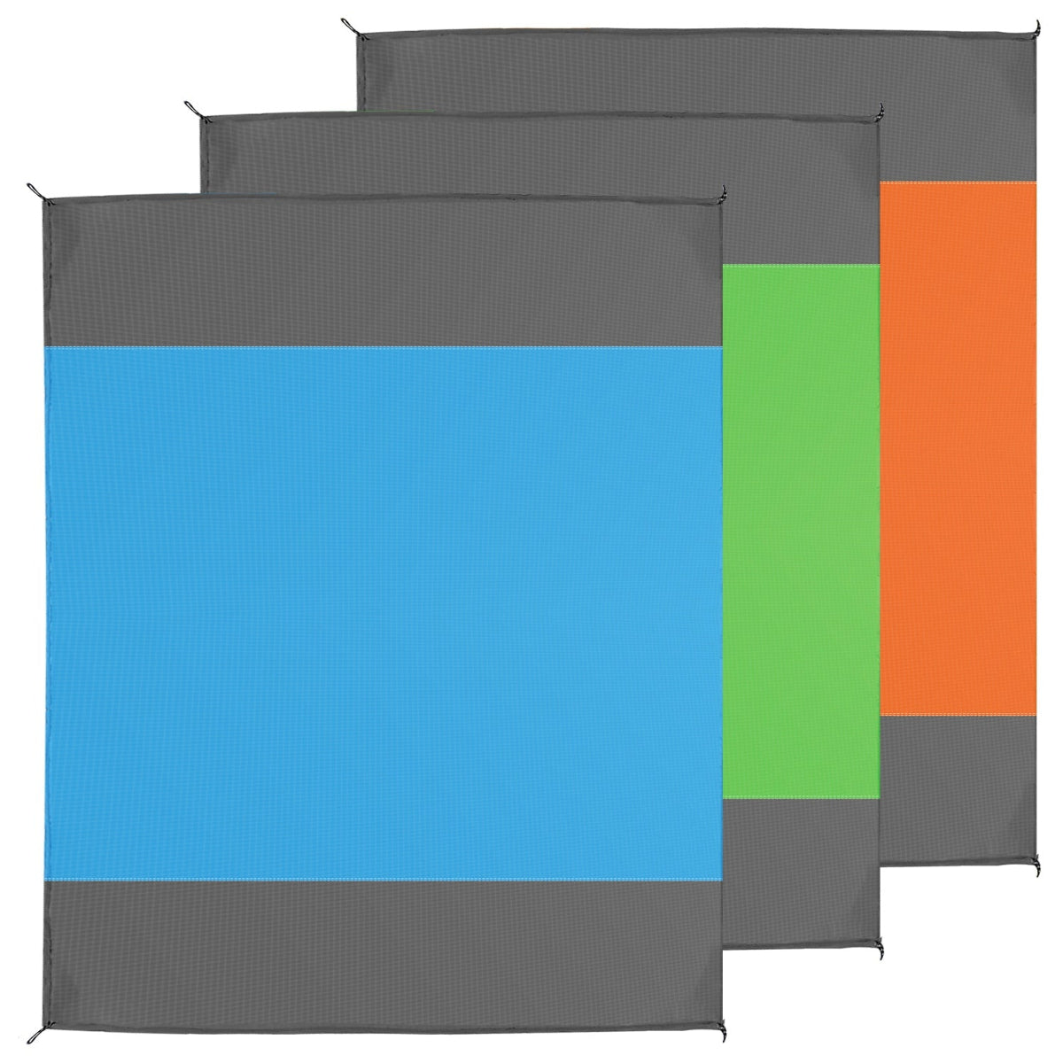 Three colorful mats available with gray borders on a white background