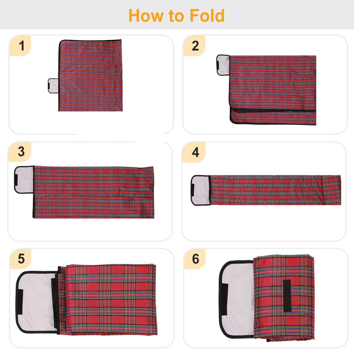 Red Plaid 60" × 78" Waterproof Picnic Blanket