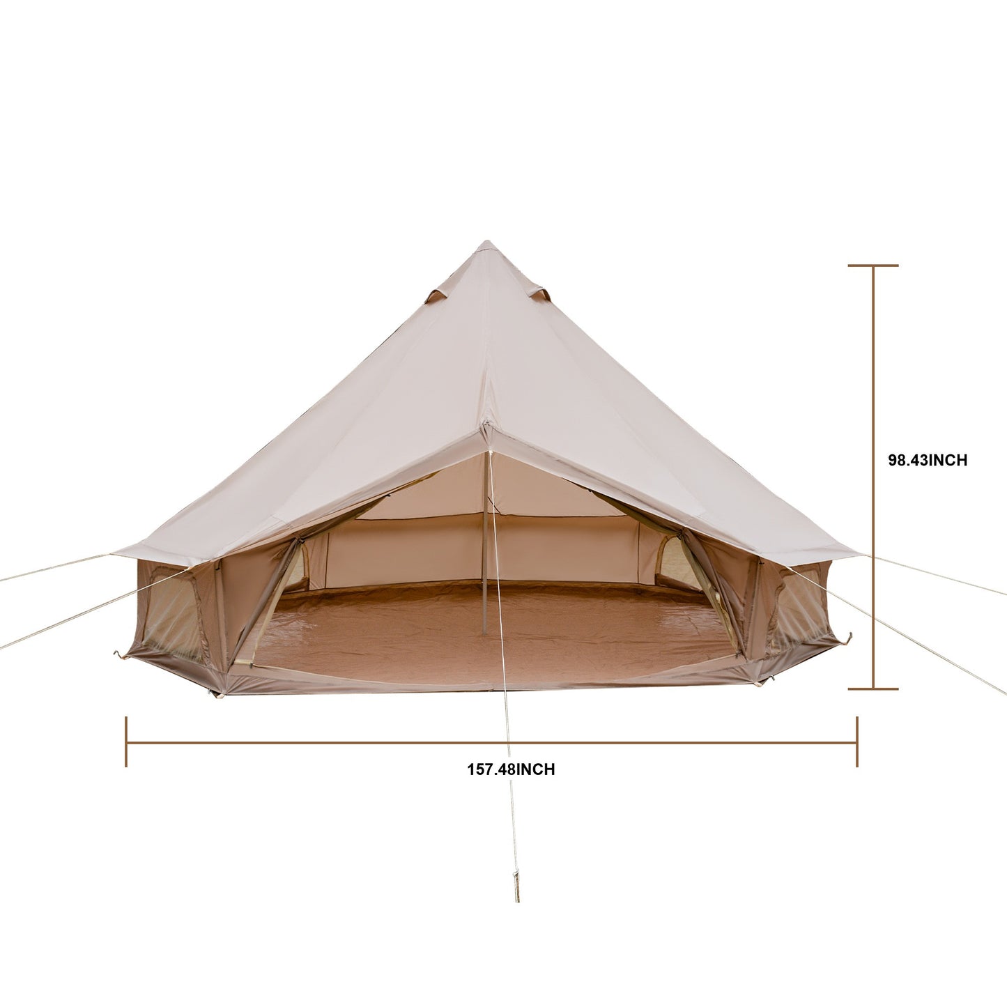 Beige 13.1 FT Oxford Bell Tent with Stove Jack – 4–8 Person