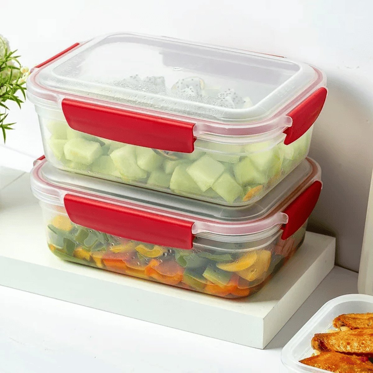 5-Pack Stackable Food Storage Containers - Airtight & Leakproof (Snap-Lock Lids) — storage, detail