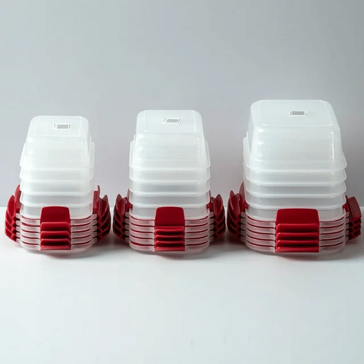 5-Pack Stackable Food Storage Containers - Airtight & Leakproof (Snap-Lock Lids) — clear and red,