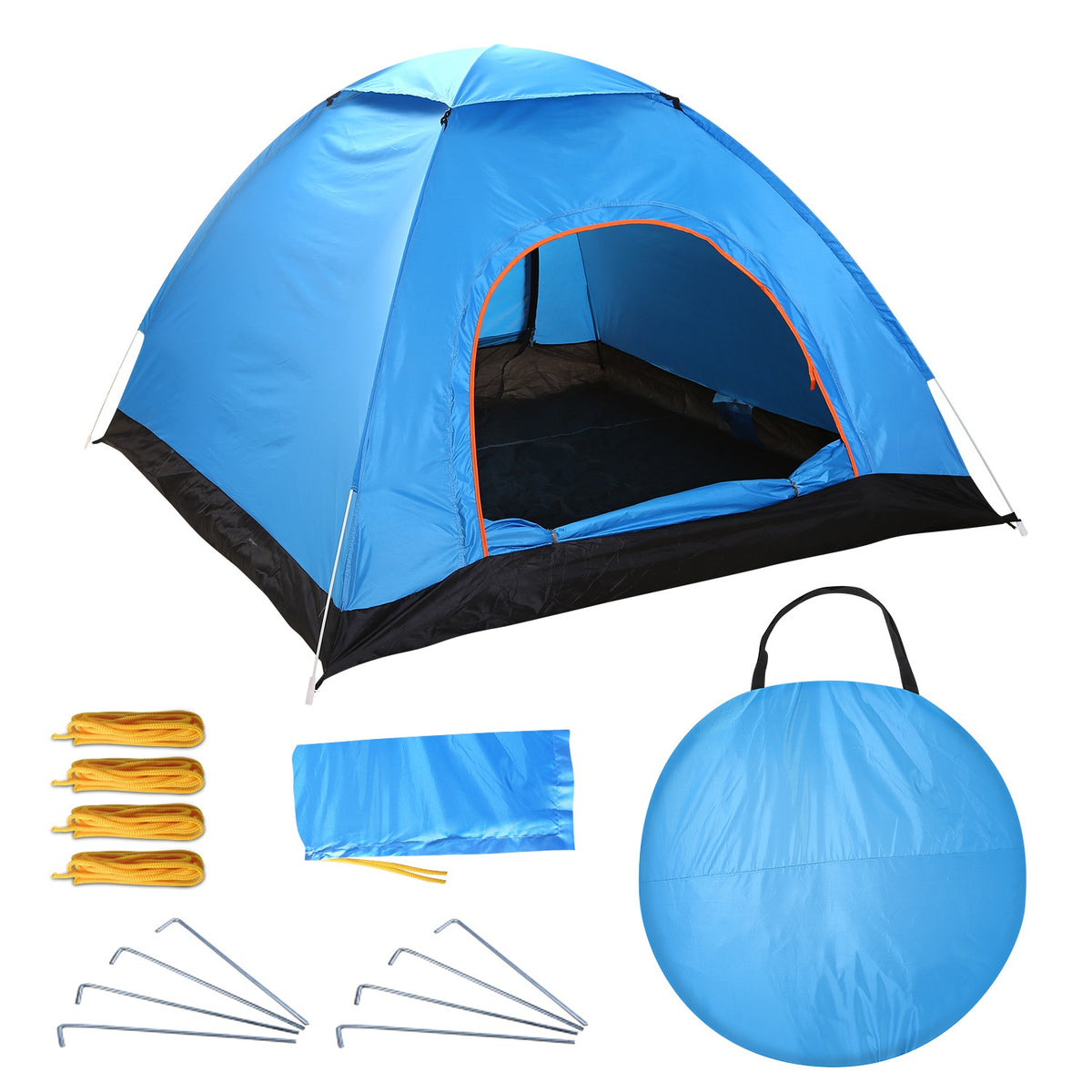 Blue 3–4 Person Instant Pop-Up Camping Tent