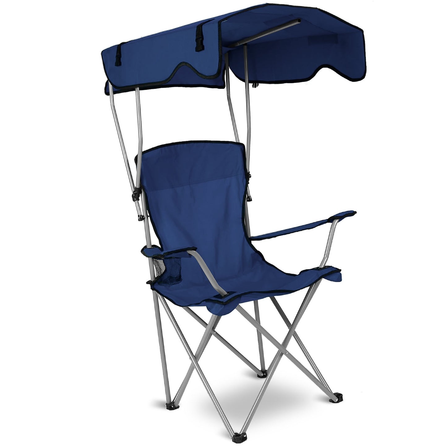 Navy Blue Foldable Canopy Camping Chair with Cup Holder
