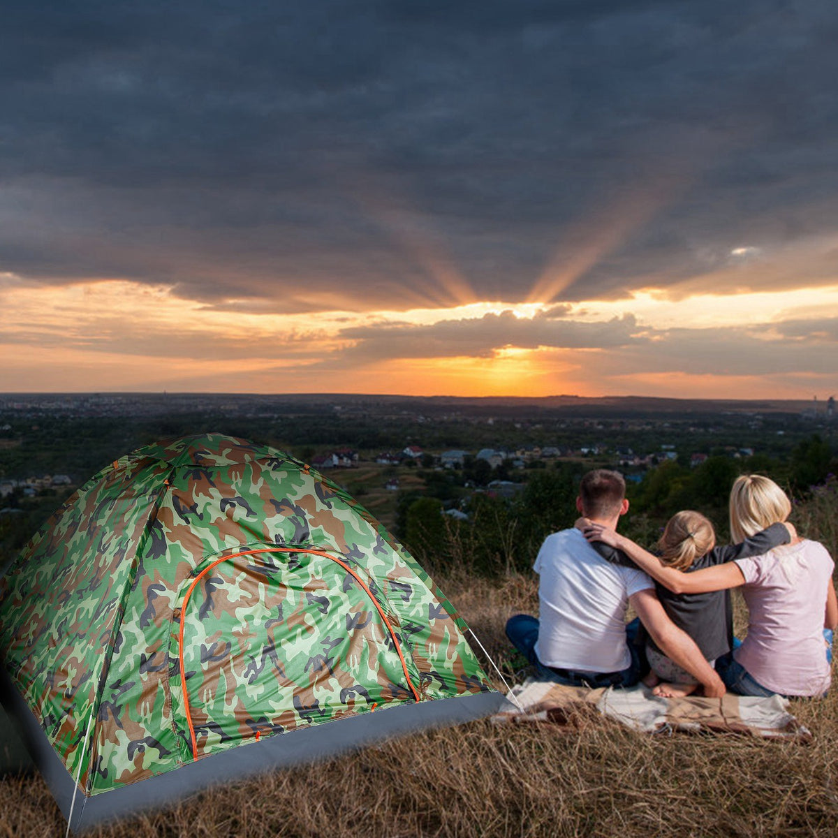 Camouflage 3–4 Person Instant Pop-Up Camping Tent