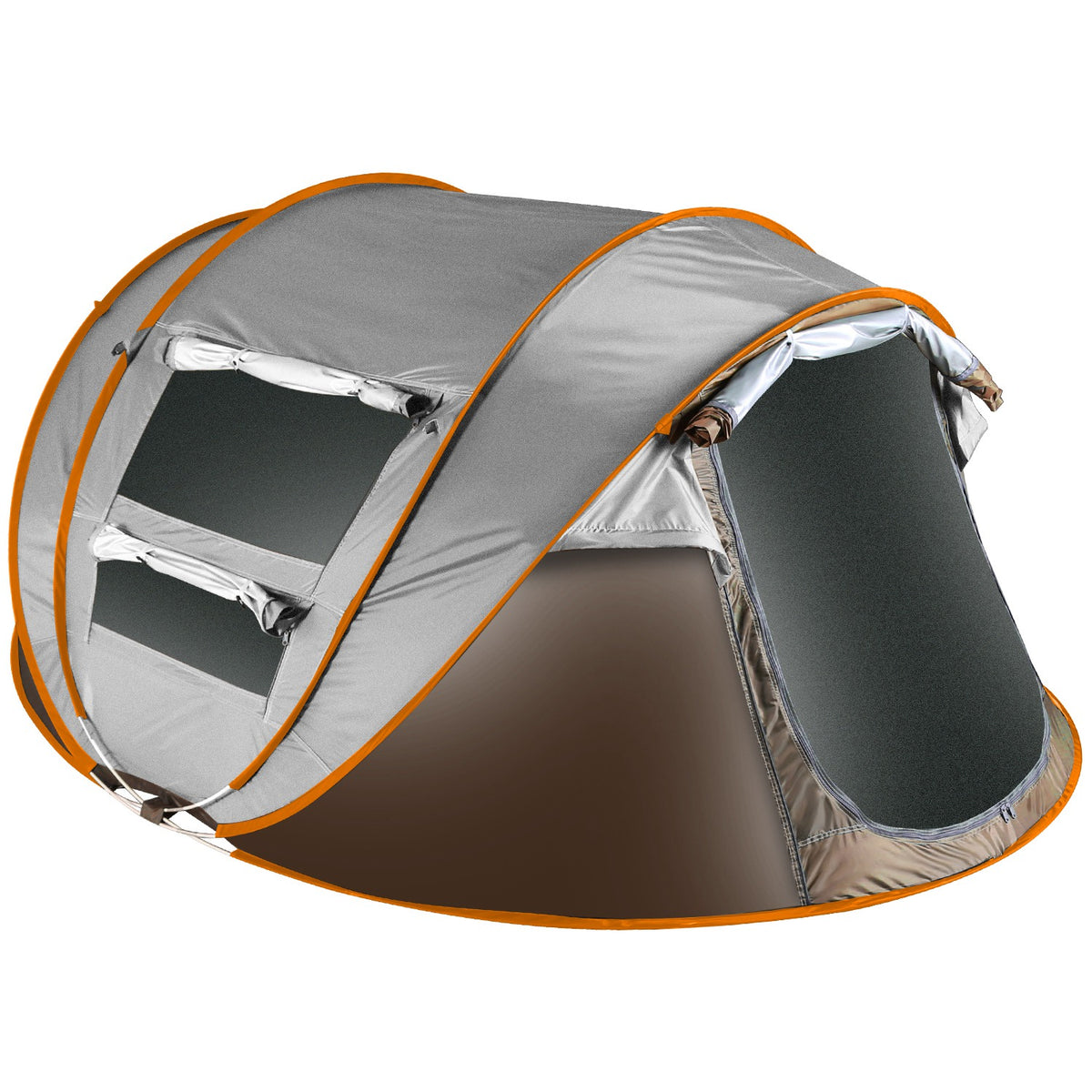 Khaki 5–8 Person Automatic Pop-Up Camping Tent