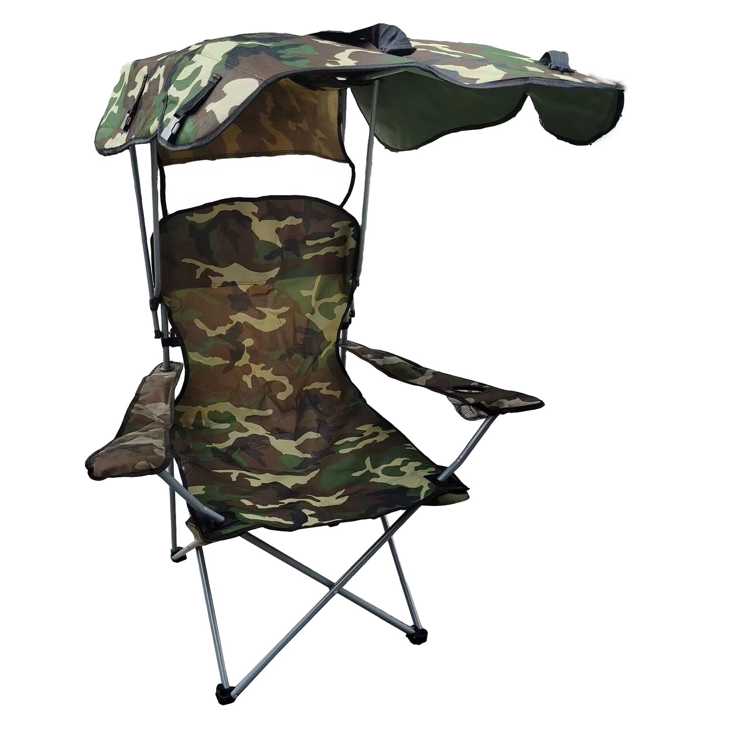 Lake Forest Camouflage Foldable Canopy Camping Chair with Cup Holder