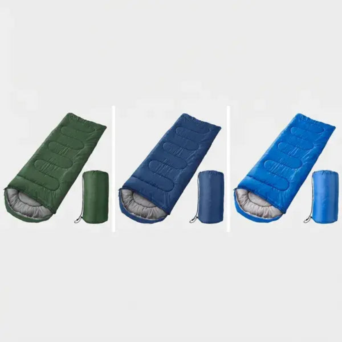 Image of the 3 available colors for this sleeping bag