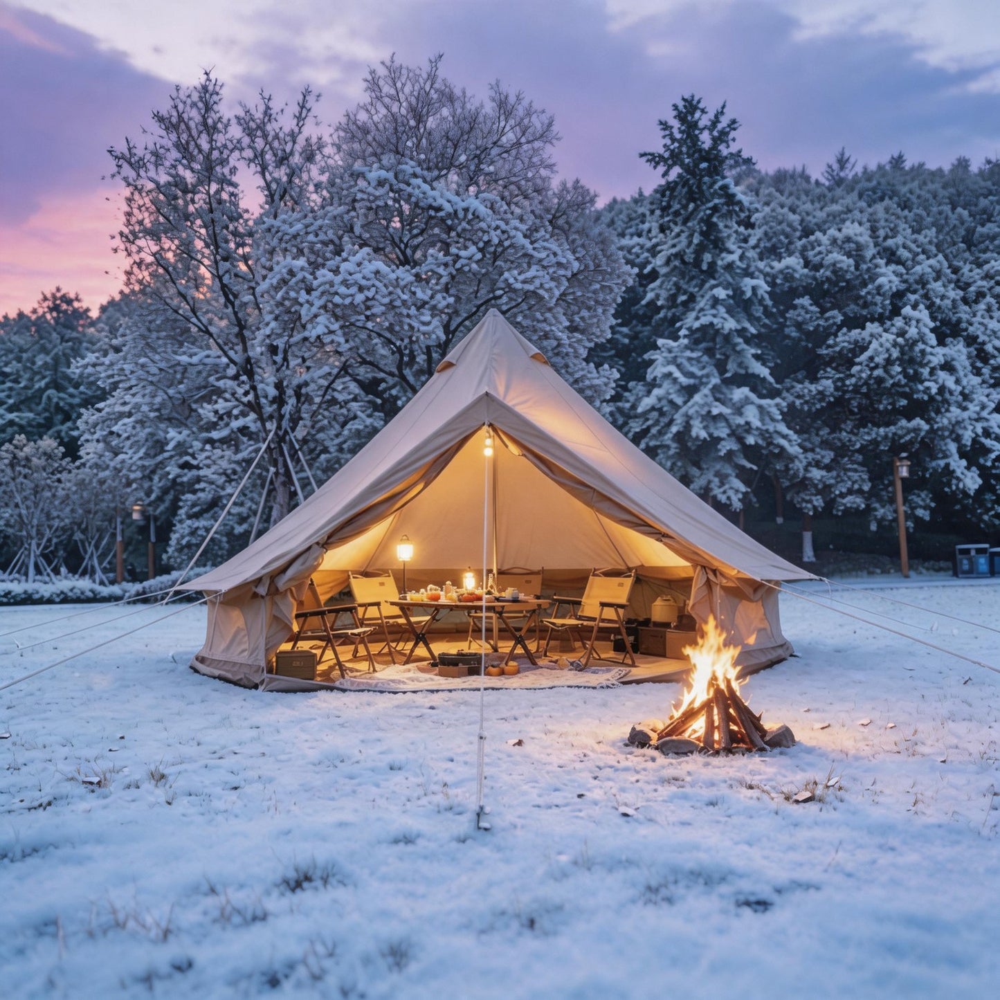 Beige 9.8 FT Oxford Bell Tent with Stove Jack – 3–4 Person