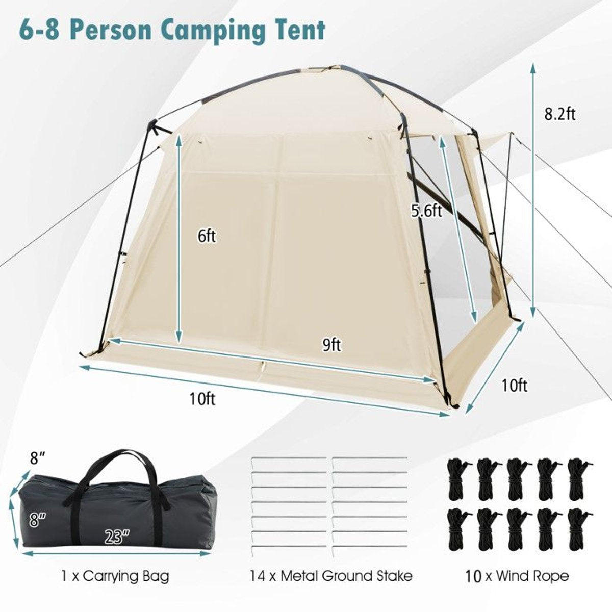 8-10 Person Screen House Tent with 2000mm Waterproof PU Coating — tents, view 10