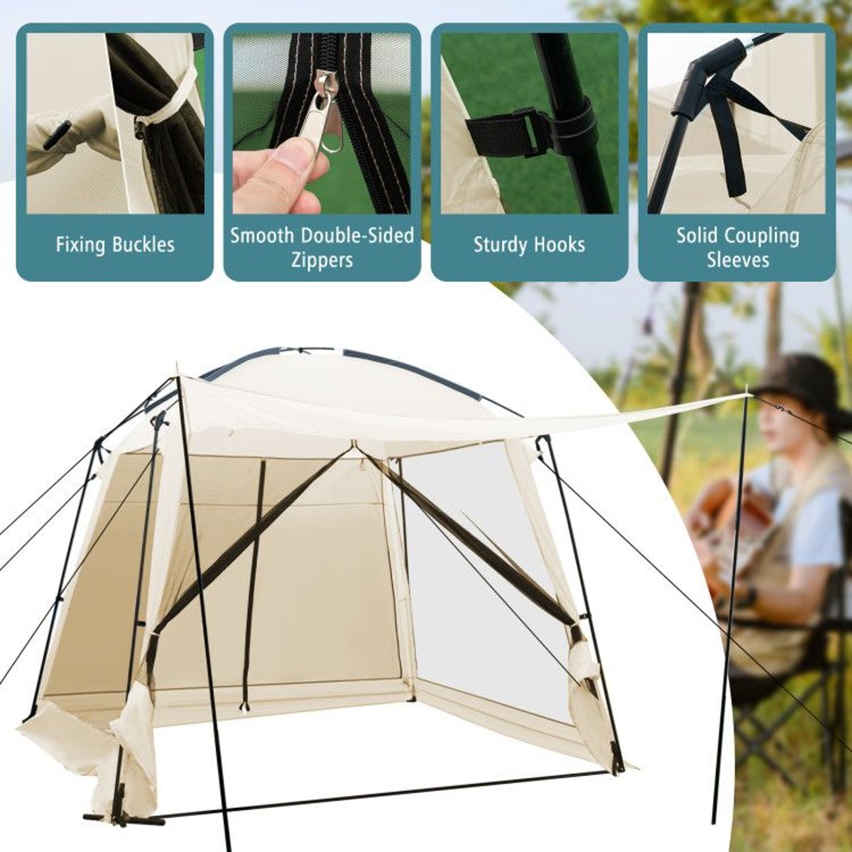 8-10 Person Screen House Tent with 2000mm Waterproof PU Coating — tents