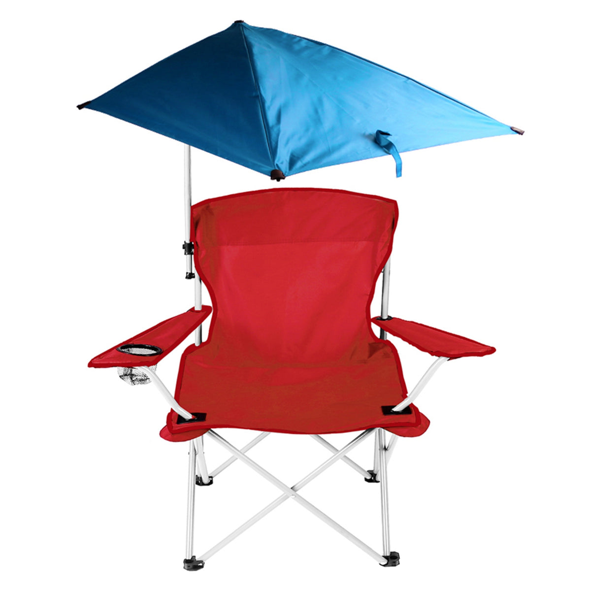 Foldable Camping Chair with Adjustable Canopy – Red