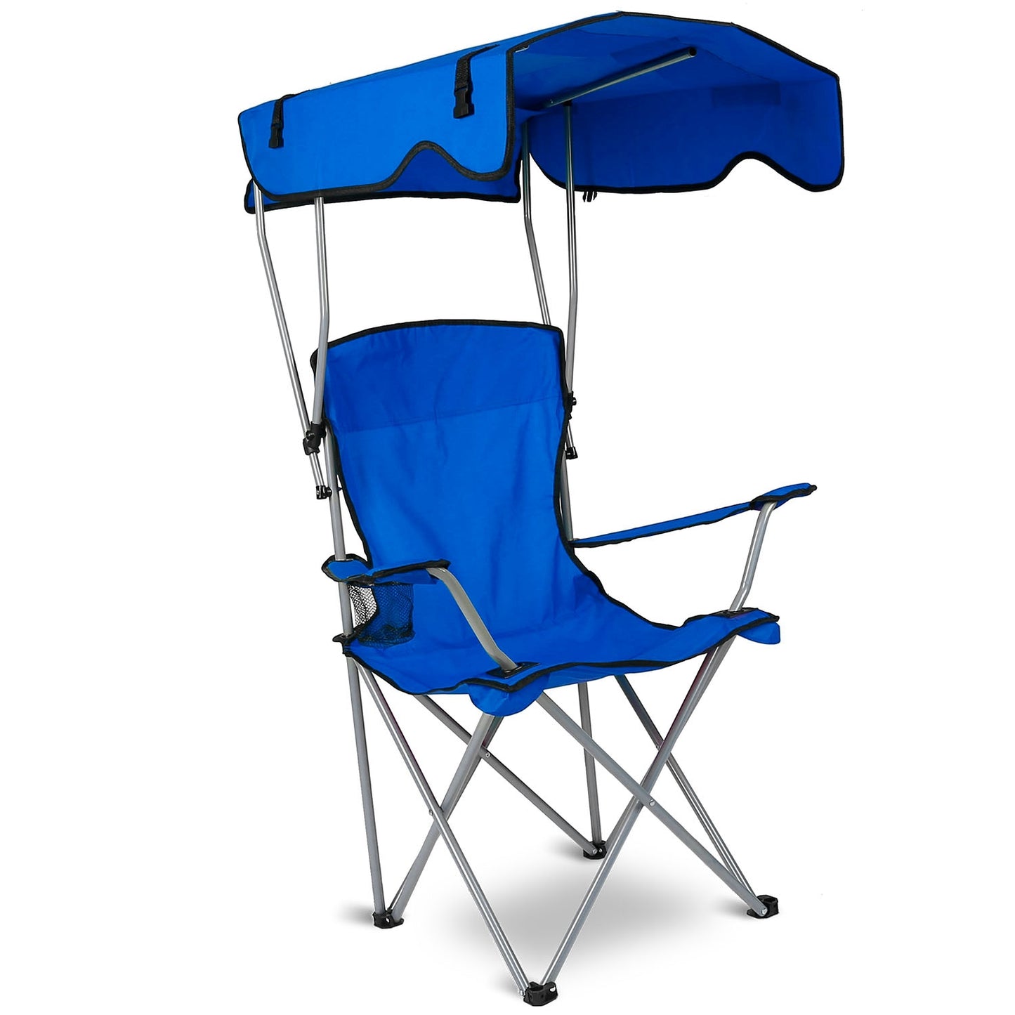 Lake Forest Blue Foldable Canopy Camping Chair with Cup Holder
