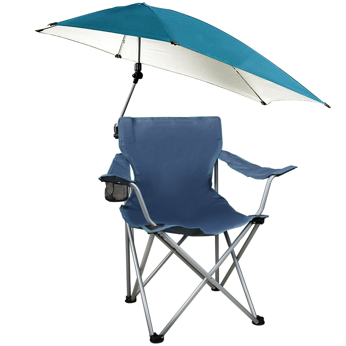 Foldable Camping Chair with Adjustable Canopy – Blue