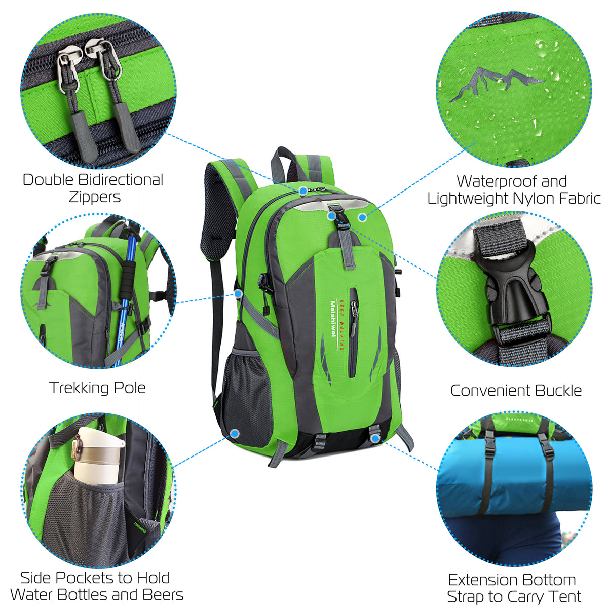 36L Outdoor Hiking Backpack – Green