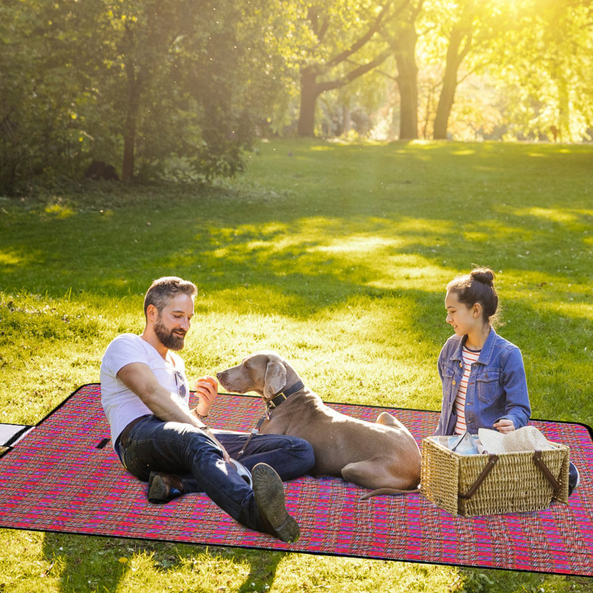 Red Plaid 60" × 78" Waterproof Picnic Blanket