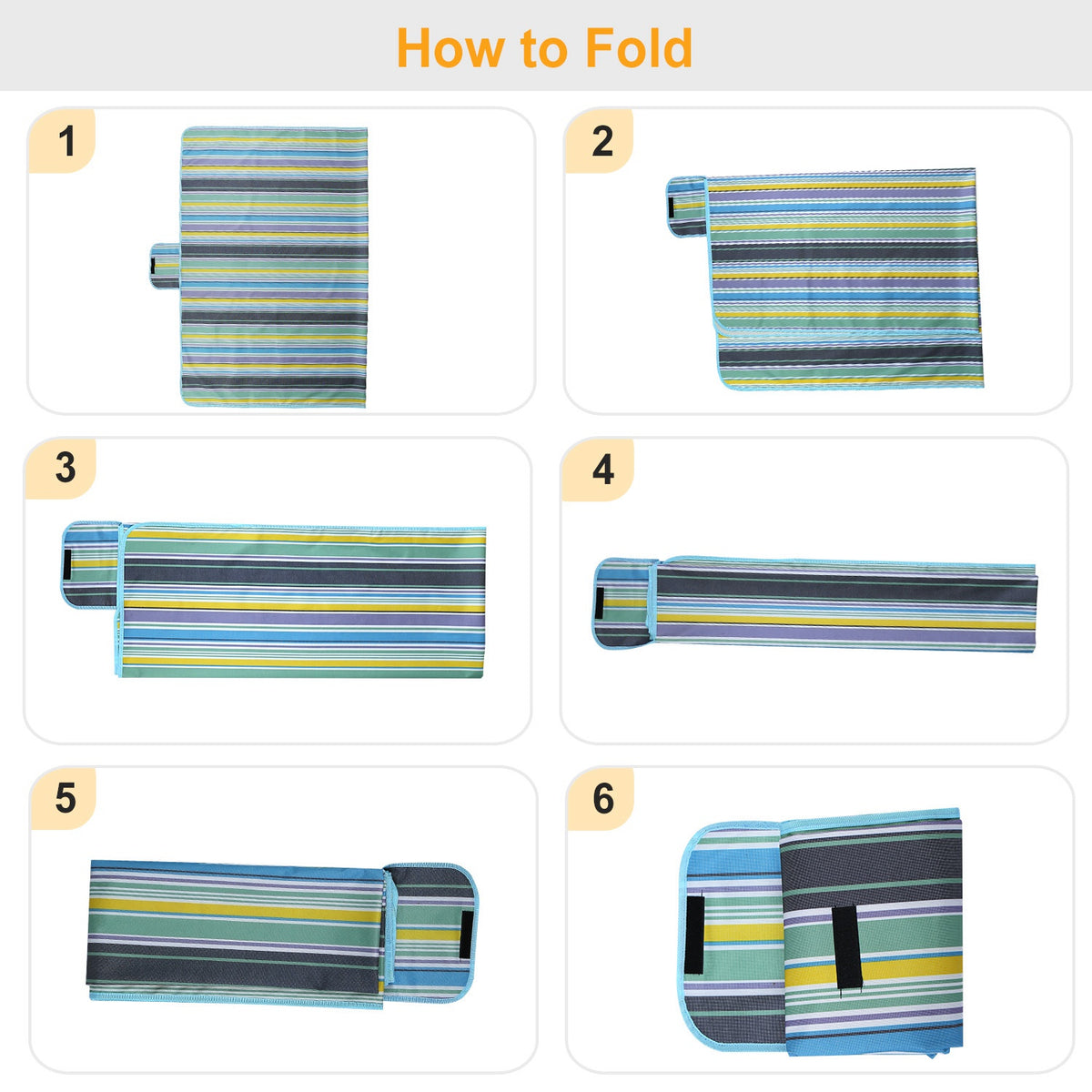 Blue Stripe 60" × 78" Waterproof Picnic Blanket