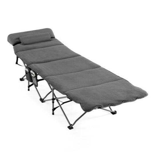 Folding Camping Cot with Mattress – 330 lb Capacity, All-Season Comfort — cots, front view