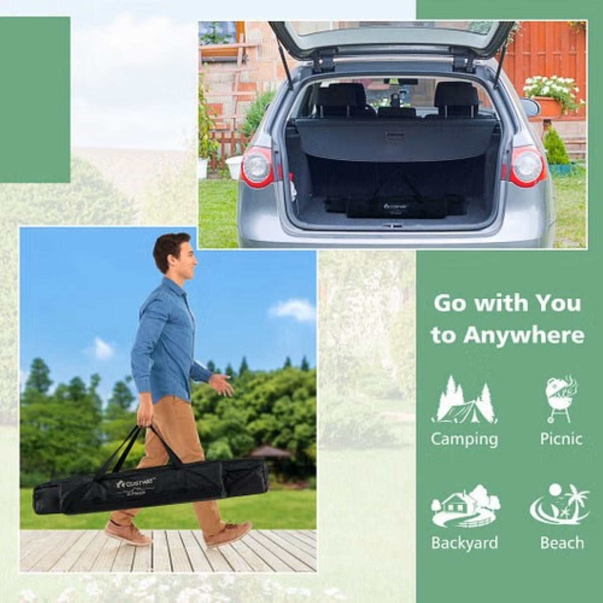 Folding Aluminum Camp Table - Roll-Top, 43" × 28" (Carry Bag) — furniture, top view, view 3