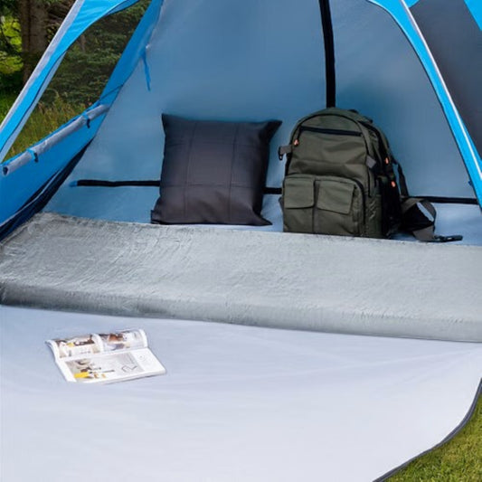 Memory Foam Camping Mattress Pad – Flannel Cover + Carry Bag — sleeping pads, angled view