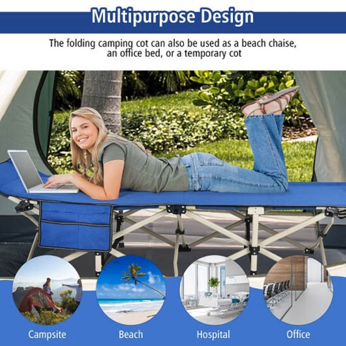 Heavy-Duty Folding Camping Cot – 600 lb Capacity | Trailblazer Comfort — cots, back view