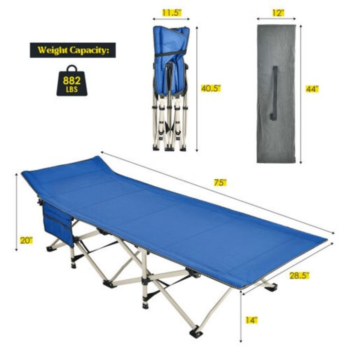Heavy-Duty Folding Camping Cot – 600 lb Capacity | Trailblazer Comfort — cots, detail