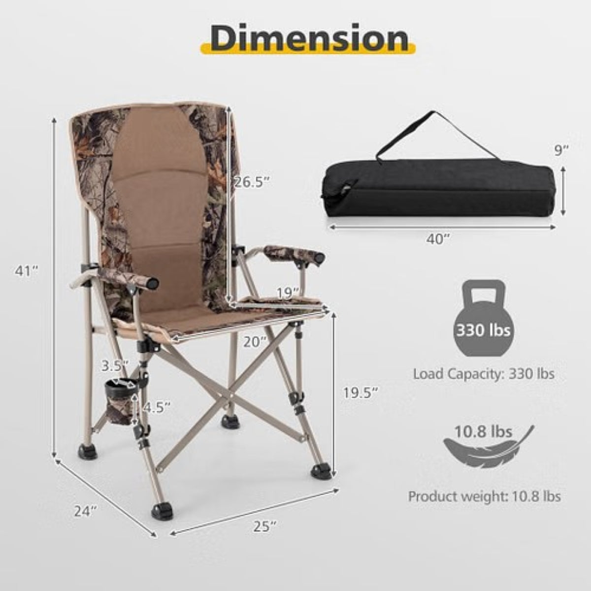 Heavy-Duty Folding Camping Chair – 400 lb Capacity with Cup Holder — camp furniture, detail