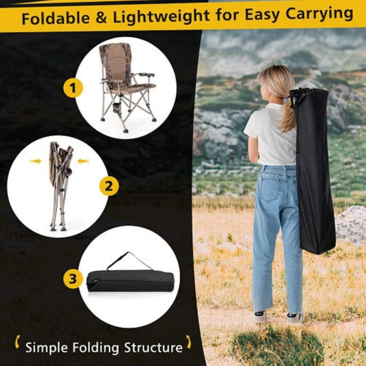 Heavy-Duty Folding Camping Chair – 400 lb Capacity with Cup Holder — camp furniture, lifestyle