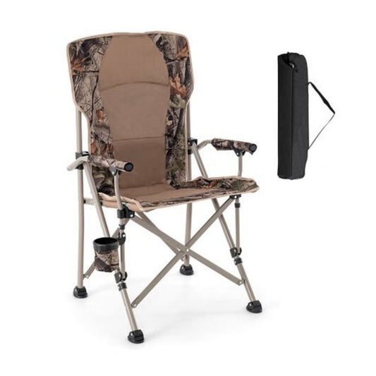 Heavy-Duty Folding Camping Chair – 400 lb Capacity with Cup Holder — camp furniture, front view