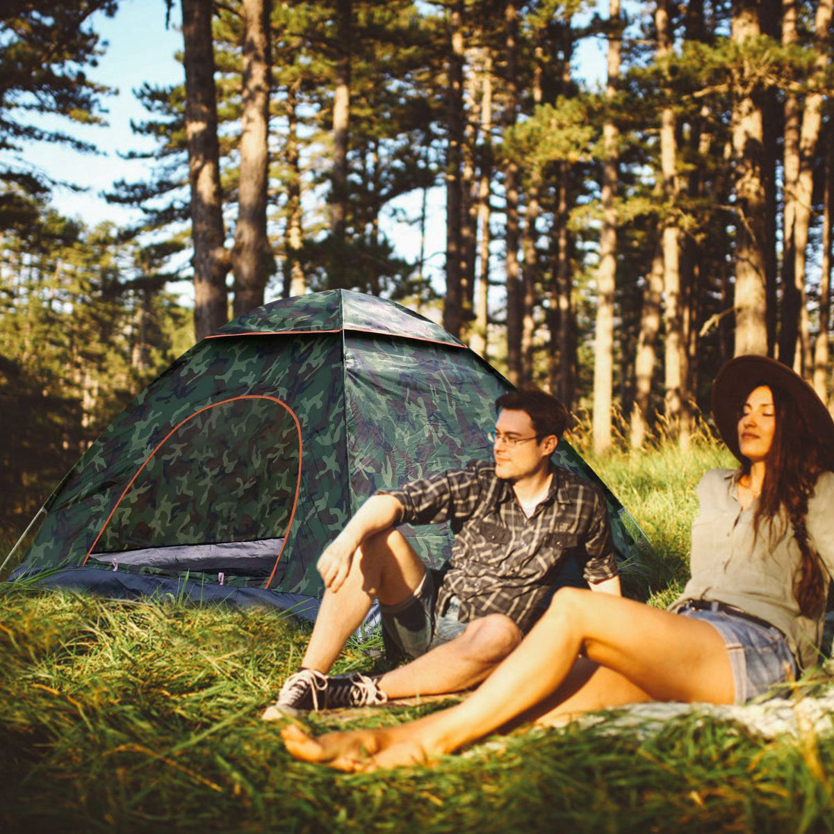 Camouflage 3–4 Person Instant Pop-Up Camping Tent