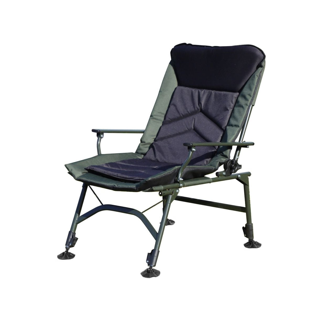 Adjustable Reclining Camping Chair – Foldable with Cushion, 330LBS Capacity (Black/Green) — green and black, folding chairs