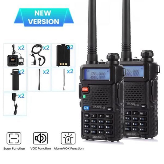 BAOFENG UV-5R Handheld Ham Radio - Long-Range Rechargeable Walkie Talkie for Survival & Outdoor Use — two-way radios, front…
