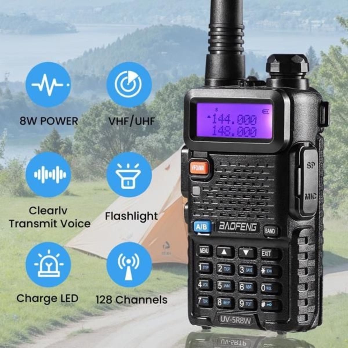 BAOFENG UV-5R Handheld Ham Radio - Long-Range Rechargeable Walkie Talkie for Survival & Outdoor Use — black, two-way radios