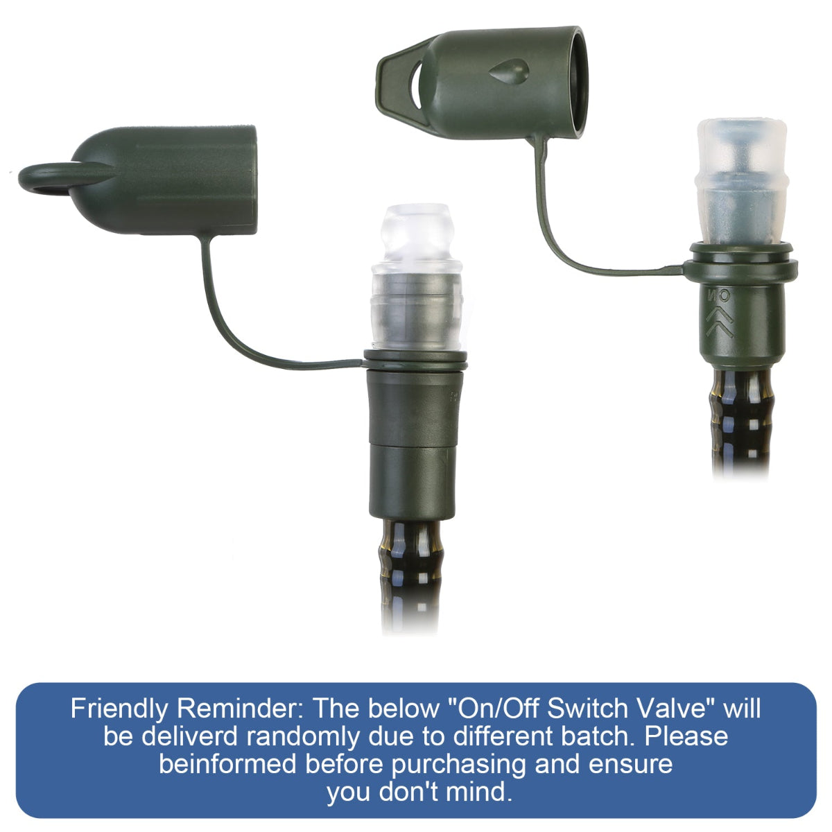 On/off switch valve with text on a white background