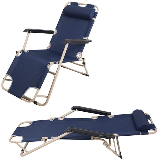 Bosonshop Folding Chaise Lounge Chairs (2-Pack) - Zero-Gravity Feel — dark blue, sunloungers, front view