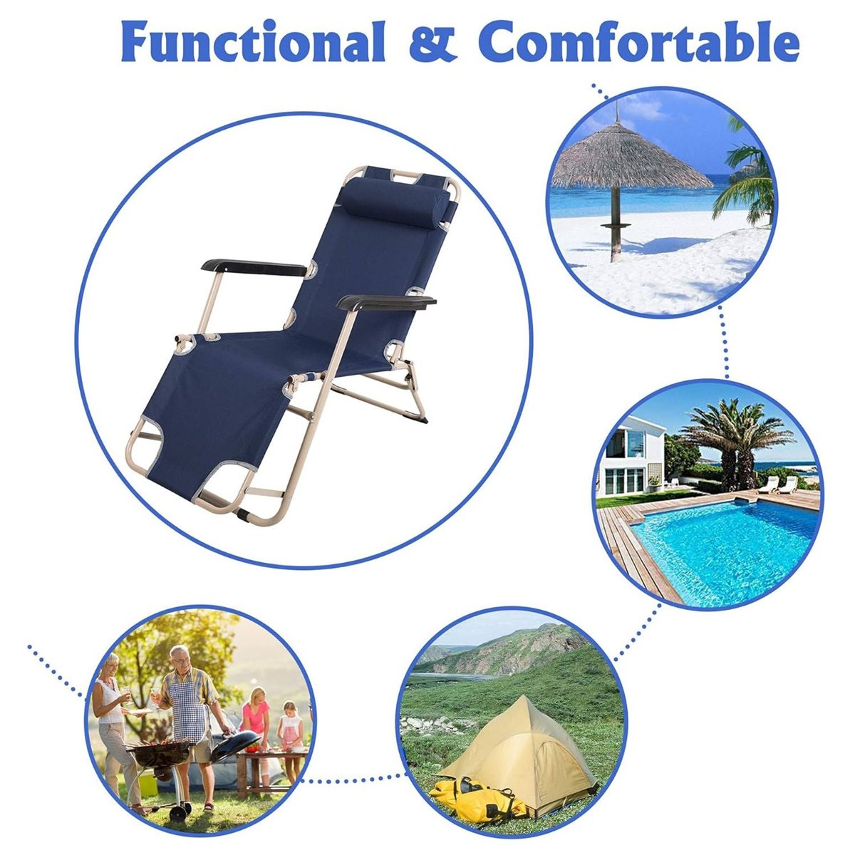 Bosonshop Folding Chaise Lounge Chairs (2-Pack) - Zero-Gravity Feel — sunloungers, back view