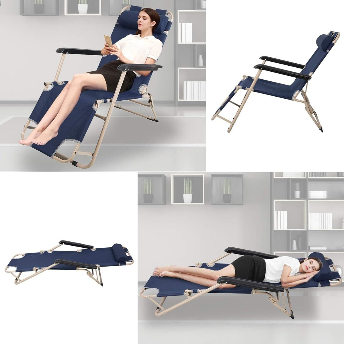 Bosonshop Folding Chaise Lounge Chairs (2-Pack) - Zero-Gravity Feel — sunloungers
