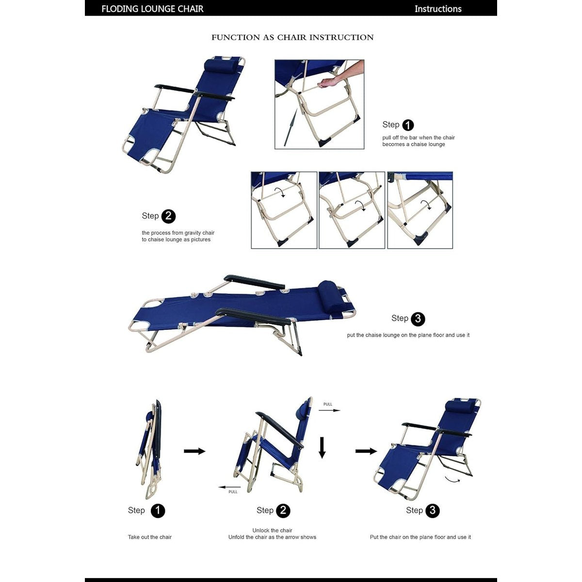 Bosonshop Folding Chaise Lounge Chairs (2-Pack) - Zero-Gravity Feel — sunloungers, view 8