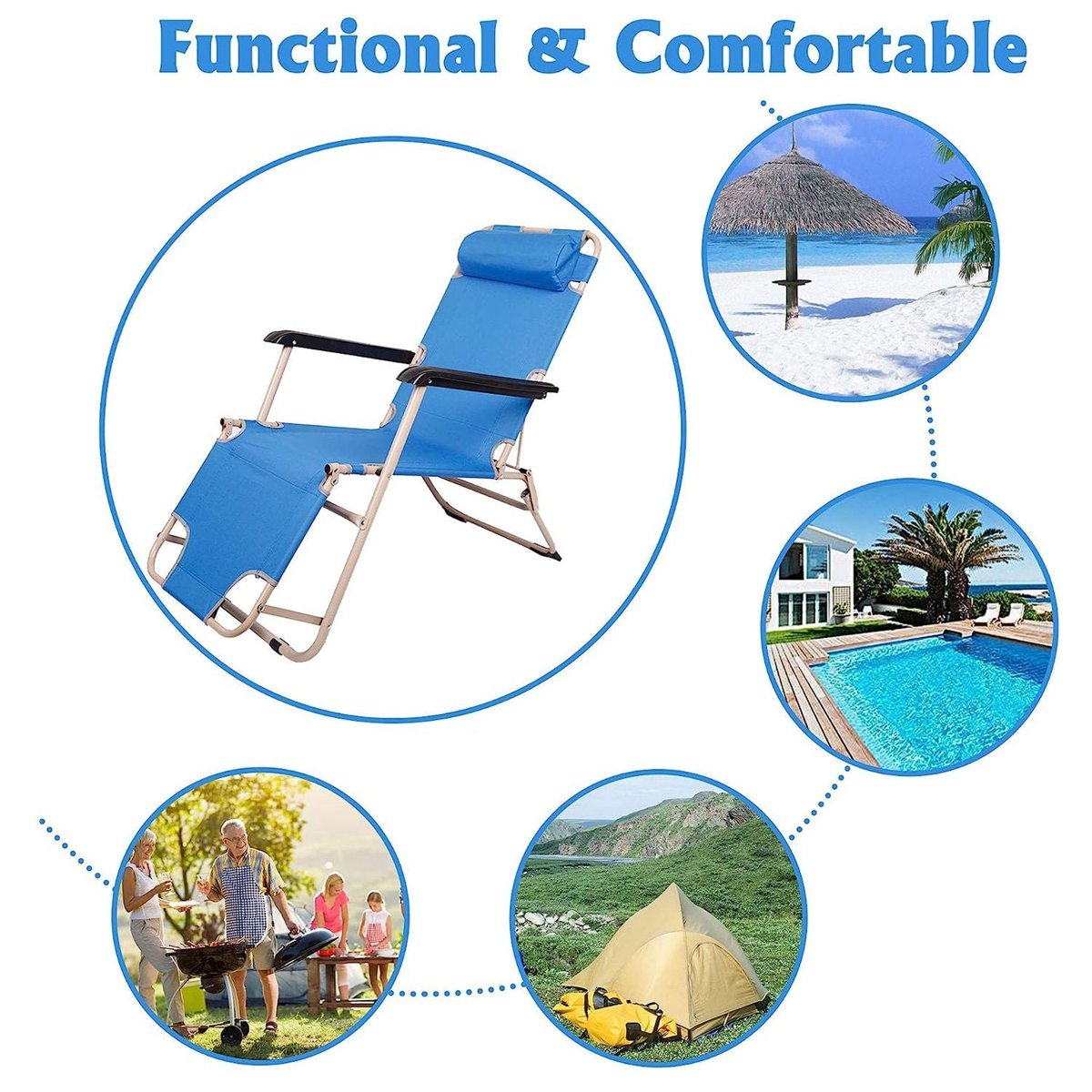 Bosonshop Folding Chaise Lounge Chairs (2-Pack) - Zero-Gravity Feel — sunloungers, view 11