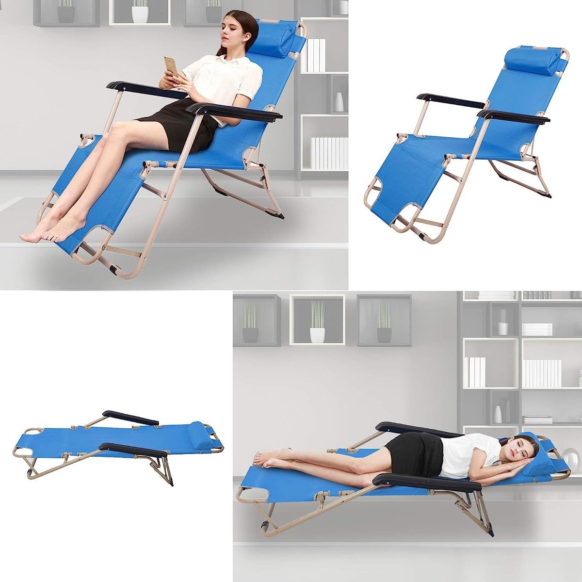 Bosonshop Folding Chaise Lounge Chairs (2-Pack) - Zero-Gravity Feel — sunloungers, view 15