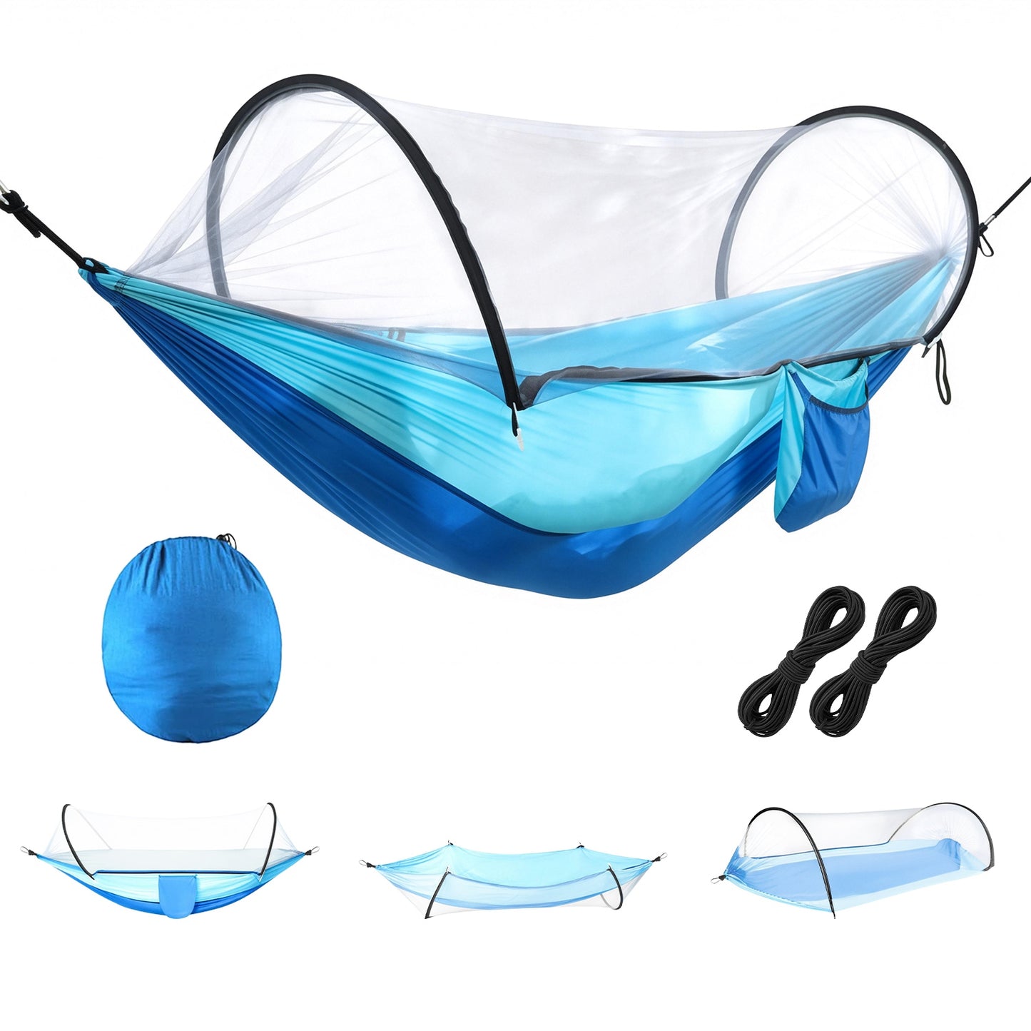 Lake Forest 3-in-1 Camping Hammock with Mosquito Net – RoBlue/SkyBlue
