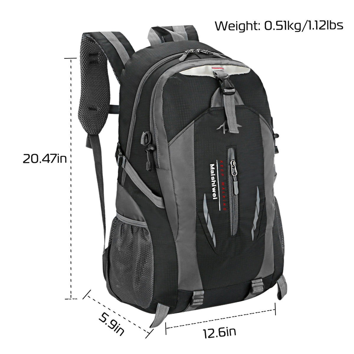 36L Outdoor Hiking Backpack – Black