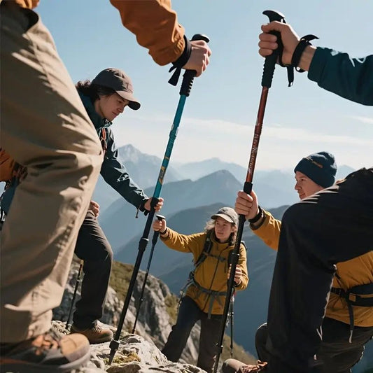 5-Section Collapsible Hiking Poles – Adjustable Lightweight Trekking — poles, front view