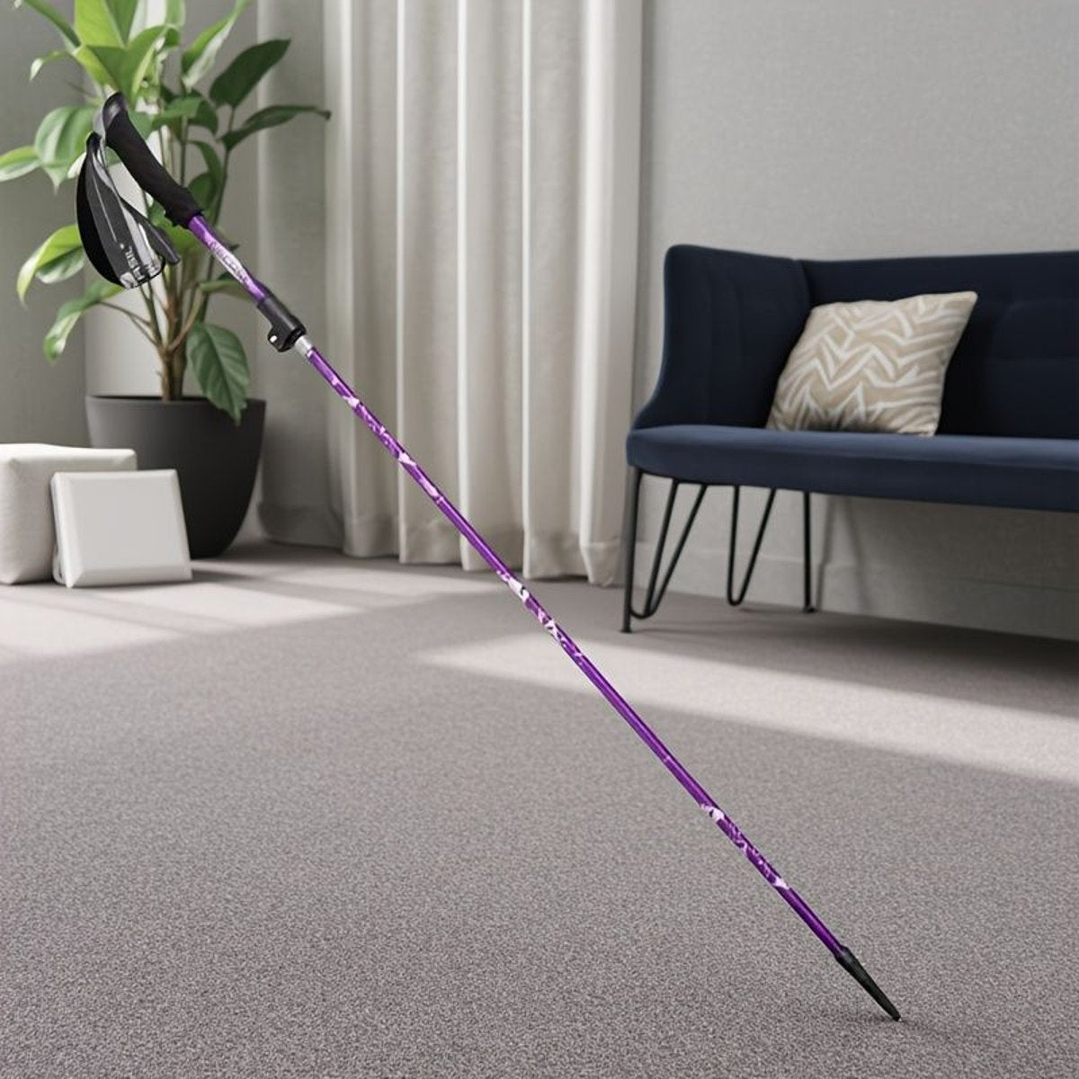 5-Section Collapsible Hiking Poles – Adjustable Lightweight Trekking — purple,