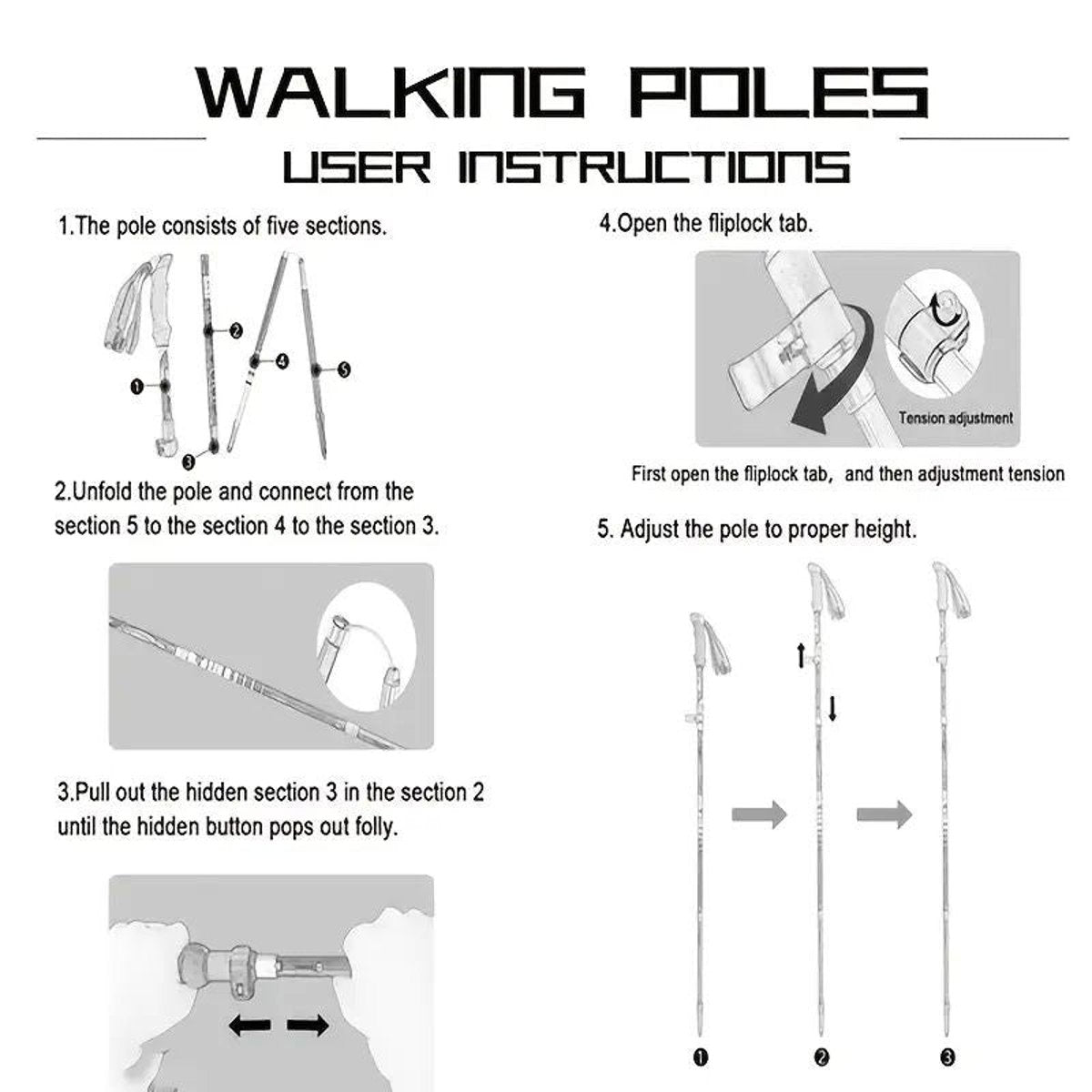 5-Section Collapsible Hiking Poles – Adjustable Lightweight Trekking —, view 17