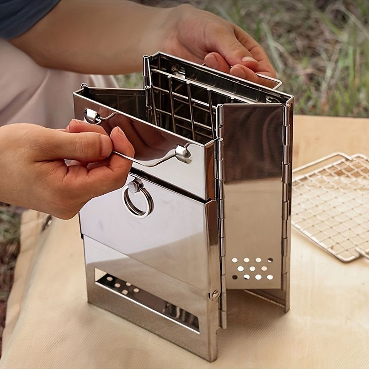 Portable Foldable Wood-Burning Stove - Compact & Lightweight for Camping Backpacking — cookware dinnerware