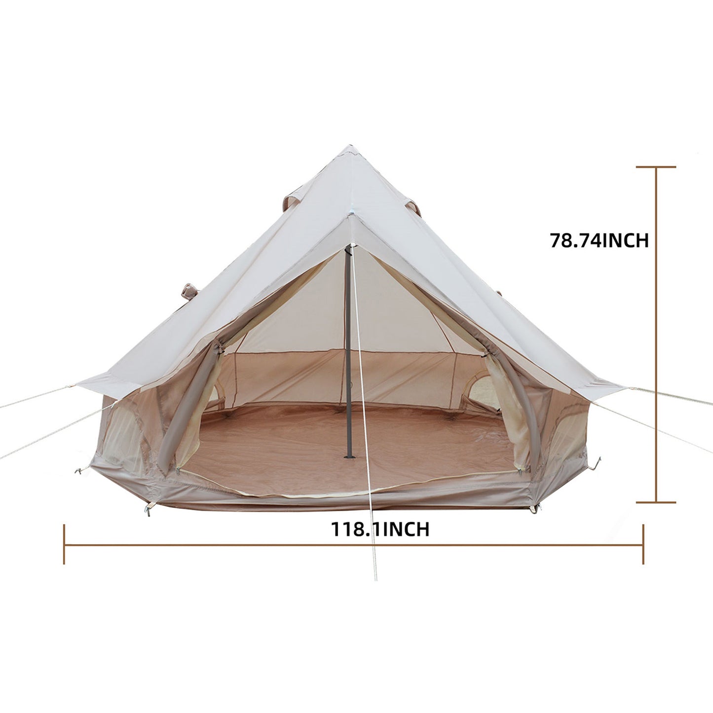 Beige 9.8 FT Oxford Bell Tent with Stove Jack – 3–4 Person