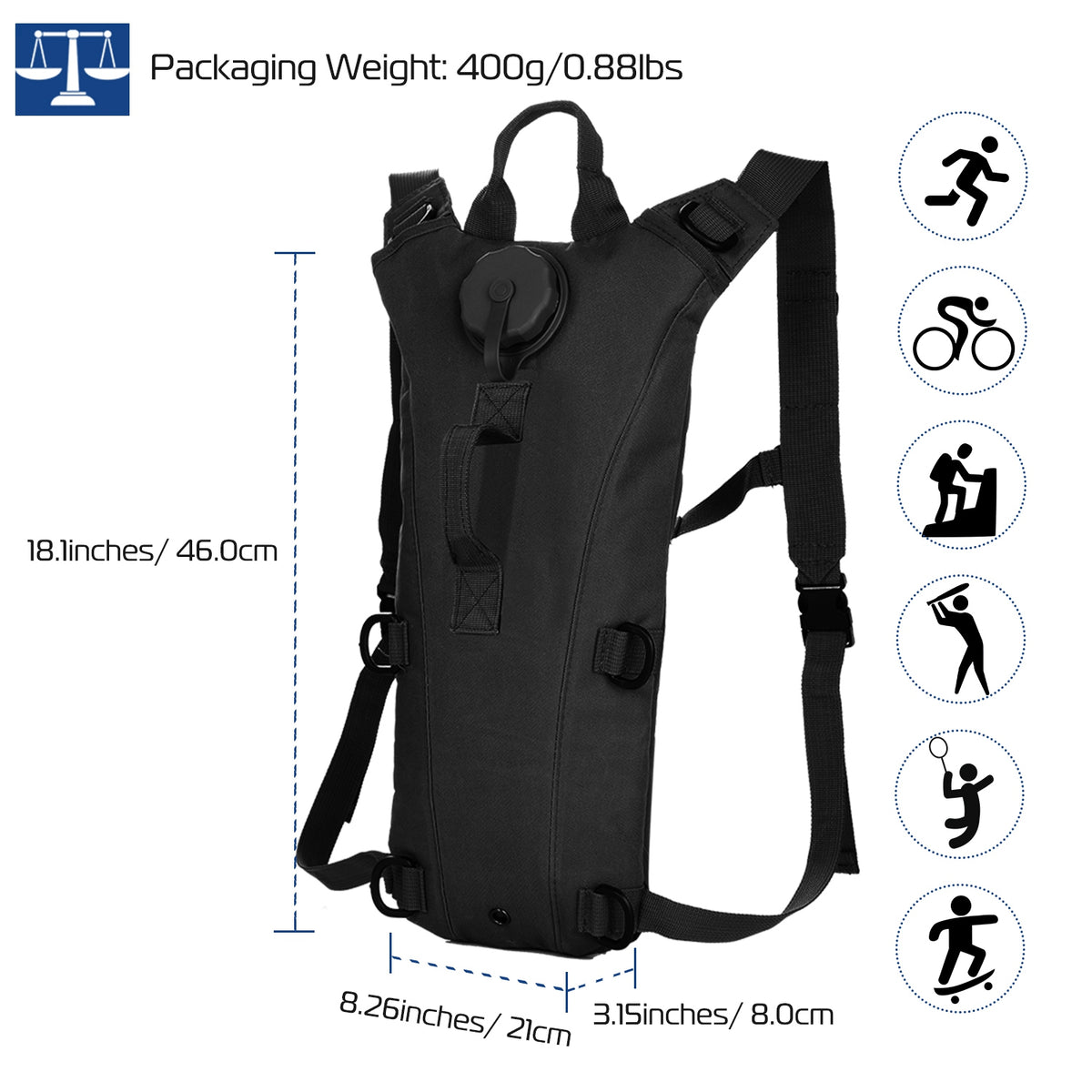 3L Hydration Vest with Water Bladder – Black