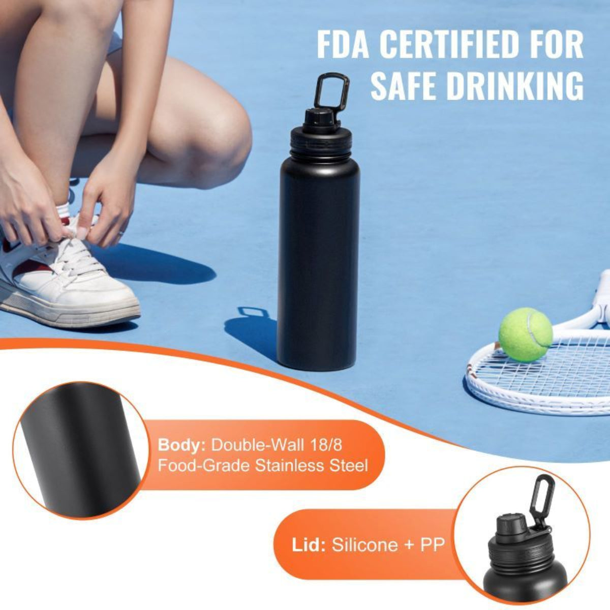 Insulated Stainless Steel Wide-Mouth Water Bottle — bottles, view 10