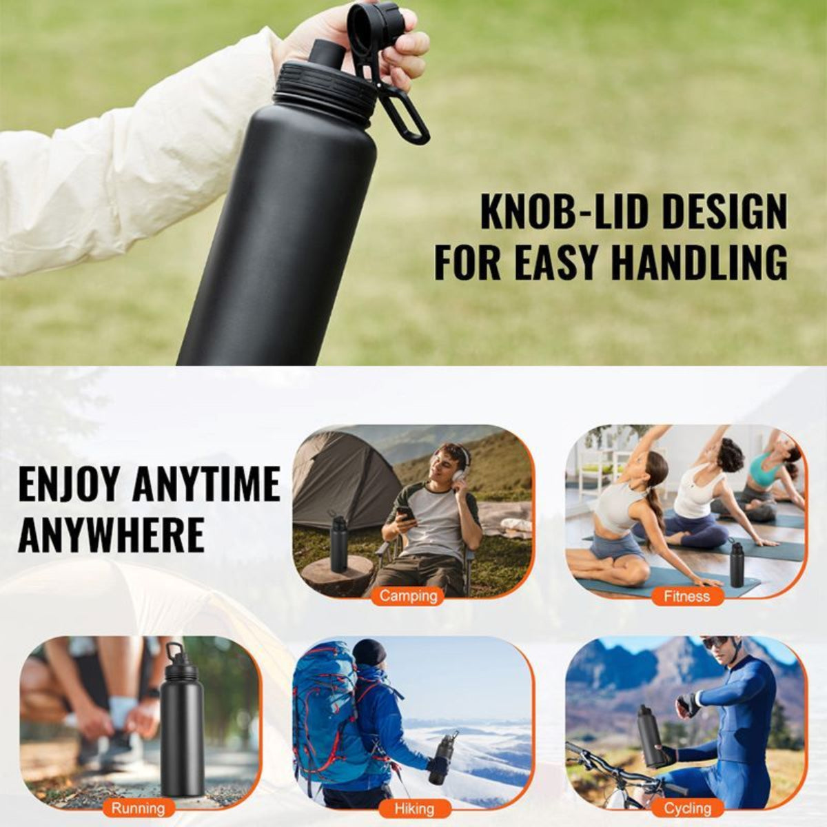 Insulated Stainless Steel Wide-Mouth Water Bottle — bottles, view 9